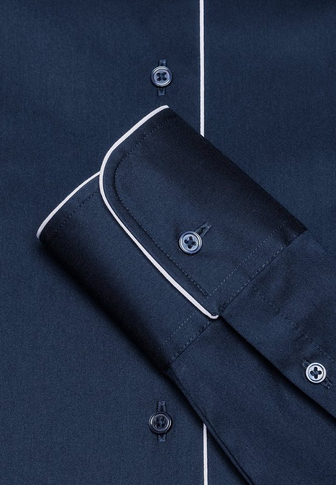 Vincenzo Boretti Klassische Bluse tailliert stretch Kelchkragen – Bild 2 von 3