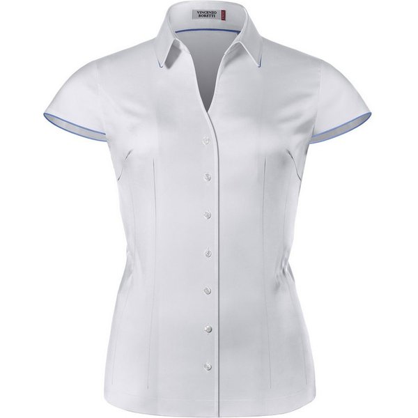 Vincenzo Boretti Klassische Bluse tailliert stretch Kurzarm