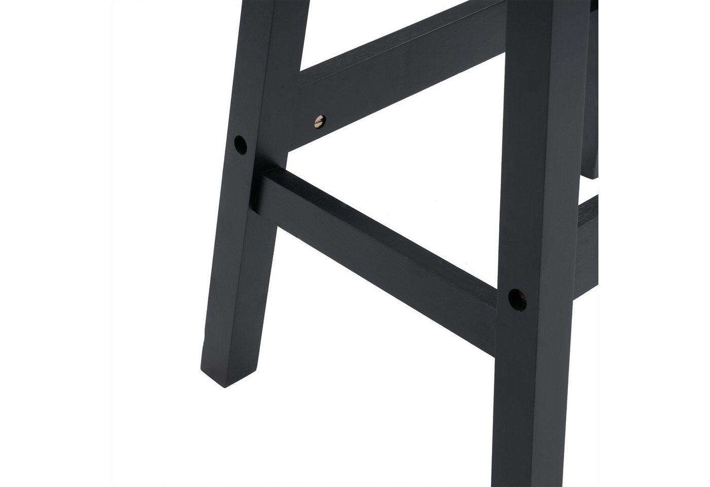 VINGLI Barhocker 2er Set aus Kiefernholz mit Sattelsitz, Ergonomisch, bis 120 kg, Ideal für Küche, Bar und Terrasse, Schwarz/Naturholzfarbe – Bild 3 von 5