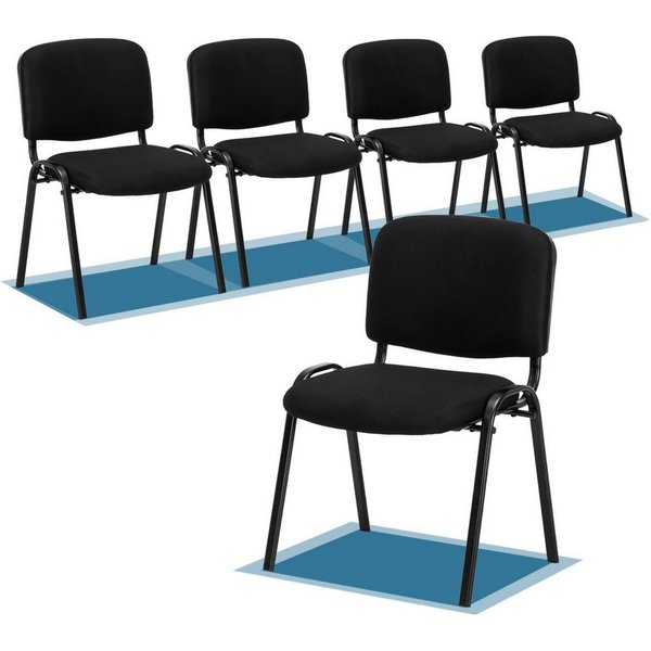 VINGLI Besucherstuhl 5er-Set, Stapelbar, Armlos, 150 kg Belastbarkeit, Stapelstuhl (5 St), Mesh & Stahlrahmen, Bürostühle für Empfang & Wartezimmer, Schwarz