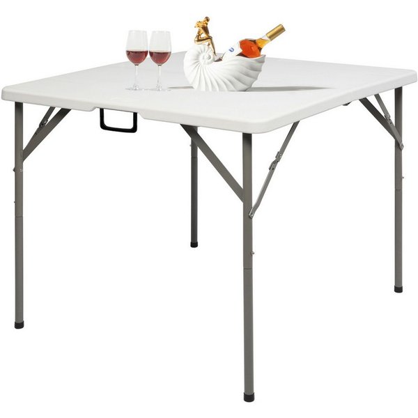 VINGLI Campingtisch Klapptisch, Gartentisch Wetterfest, Balkontisch Klappbar, als Beistelltisch Outdoor, bis 150 kg, 86x86x74 cm, Weiß/Schwarz