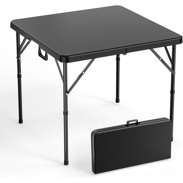 VINGLI Campingtisch Klapptisch, Gartentisch Wetterfest, Balkontisch Klappbar, als Beistelltisch Outdoor, bis 150 kg, 86x86x74 cm, Weiß/Schwarz