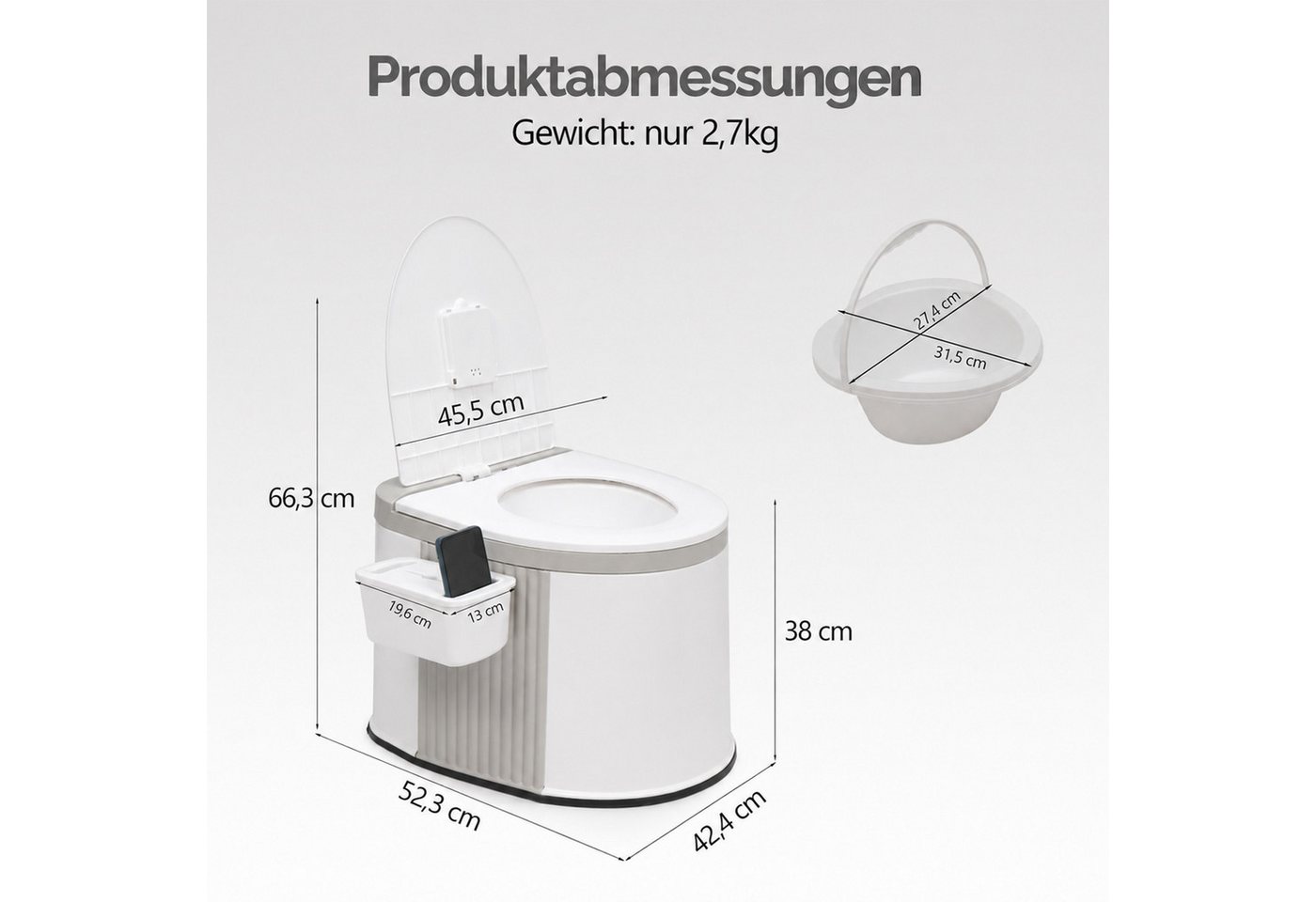 VINGLI Campingtoilette Tragbare Mobile Toilette,Stabil, Robust – Bild 3 von 5