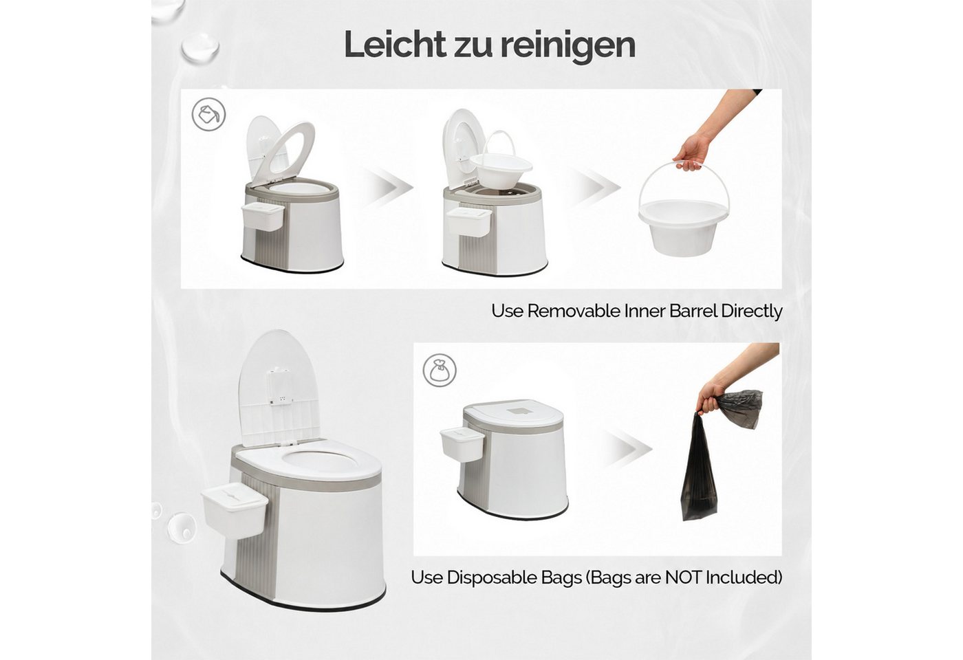 VINGLI Campingtoilette Tragbare Mobile Toilette,Stabil, Robust – Bild 5 von 5