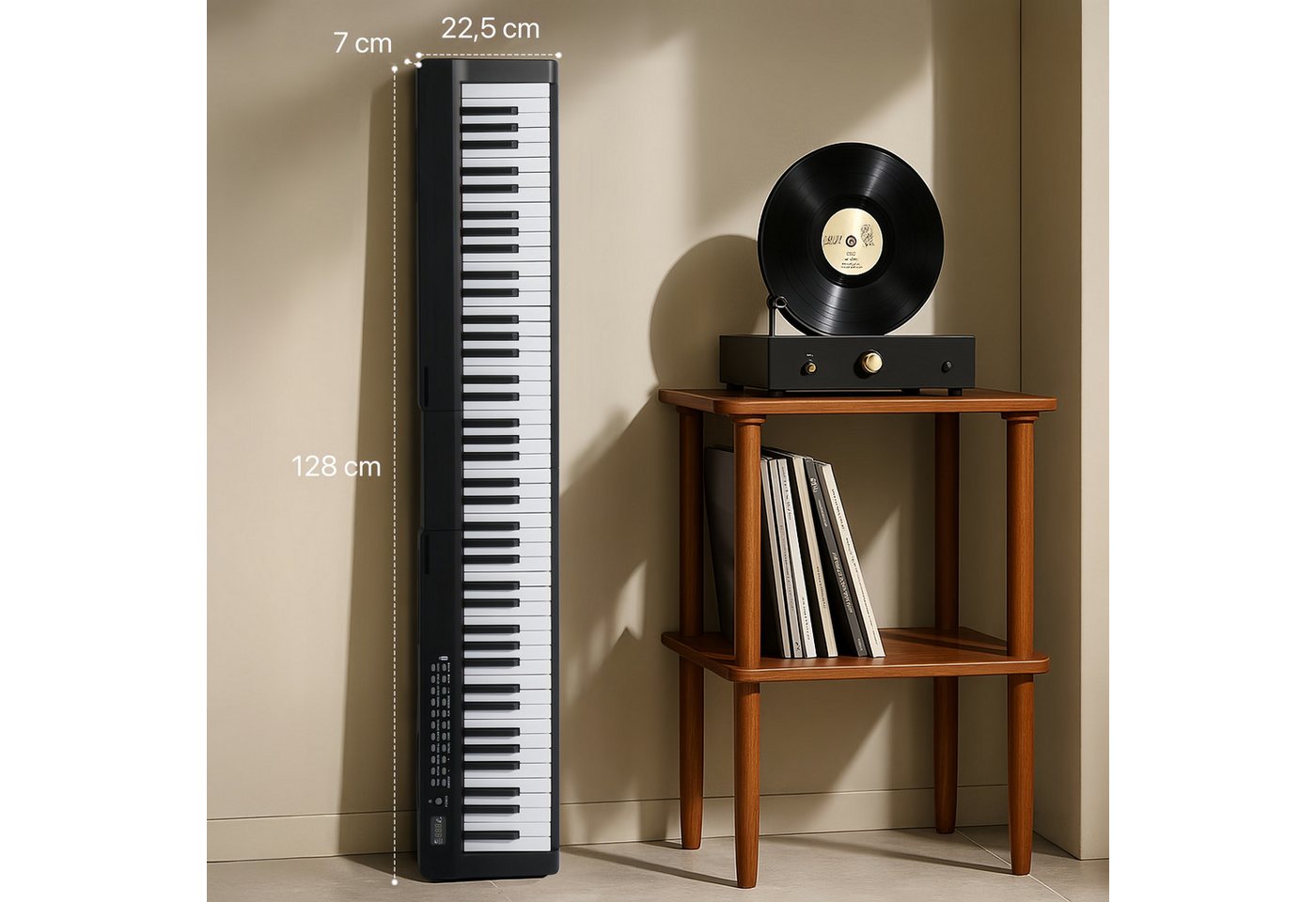 VINGLI Digitalpiano E Piano 88 Tasten, Digitalpiano Semi-Gewichtete Tastatur, Dual-Bluetooth, Sustain-Pedal-System, mit/ohne Ständer, Schwarz/Weiß – Bild 2 von 5