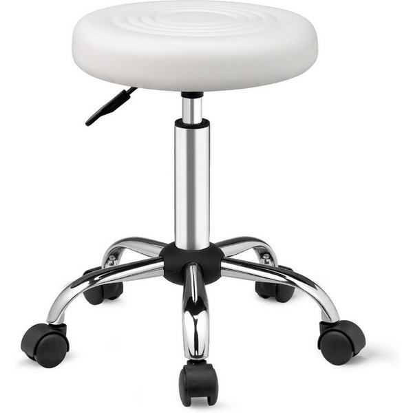 VINGLI Drehhocker Rollhocker Bürohocker Hocker mit Rädern, aus PU-Leder, Höhenverstellbar 40-60 cm,360° Drehbar, SGS Gasdruckfeder