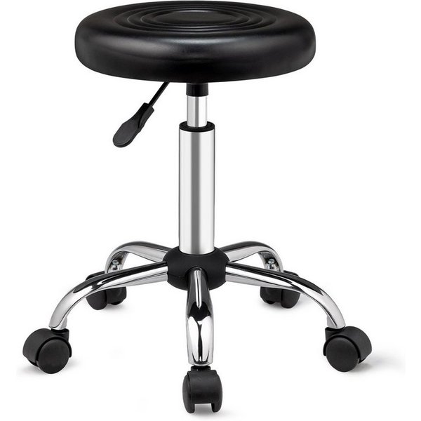 VINGLI Drehhocker Rollhocker Bürohocker Hocker mit Rädern, aus PU-Leder, Höhenverstellbar 40-60 cm,360° Drehbar, SGS Gasdruckfeder
