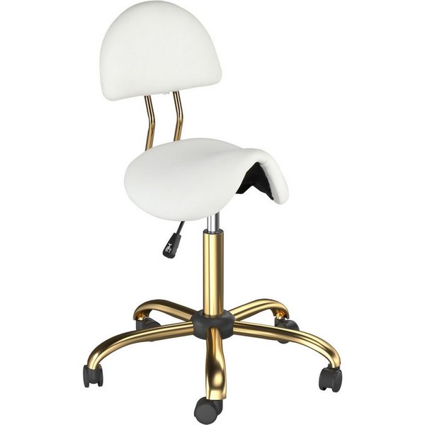 VINGLI Drehhocker Sattelhocker mit Lehne Abnehmbar, Rollhocker Ergonomisch, Bürohocker, Höhenverstellbar 48-63cm, mit Rollen, 180 KG Tragkraft, aus PU-Leder