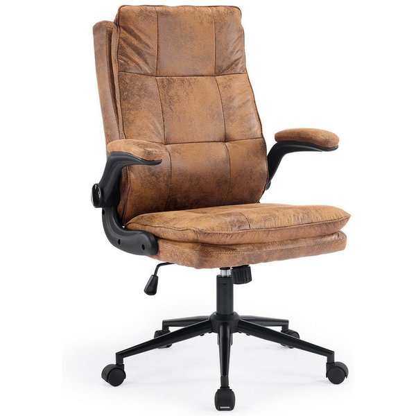 VINGLI Drehstuhl Ergonomisch, Schreibtischstuhl mit Armlehnen, höhenverstellbar, pflegeleichtem PU-Leder
