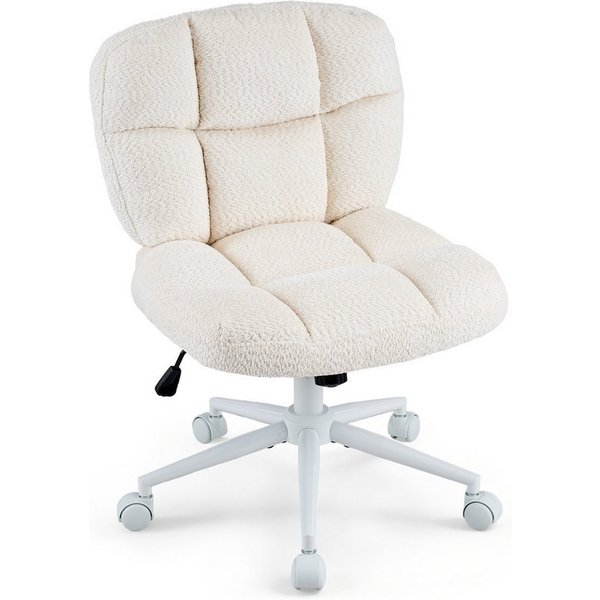 VINGLI Drehstuhl mit geräuscharmen Rollen, ergonomischer Schminkstuhl ohne Armlehnen, Chenille-Stoff, höhenverstellbarer