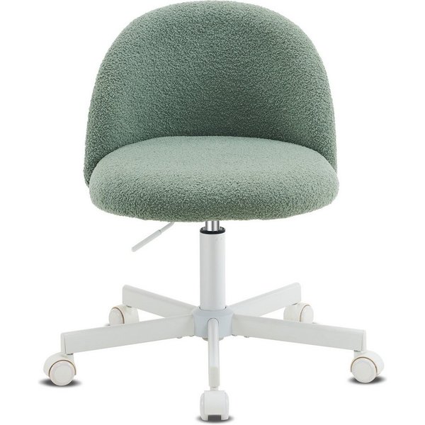 VINGLI Drehstuhl mit Rollen, Schminktisch Stuhl, Bürostuhl Höhenverstellbar, Schreibtischstuhl für Schlafzimmer, Homeoffice, Teddystoff