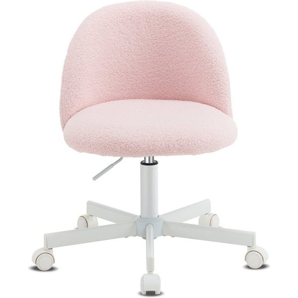 VINGLI Drehstuhl mit Rollen, Schminktisch Stuhl, Bürostuhl Höhenverstellbar, Schreibtischstuhl für Schlafzimmer, Homeoffice, Teddystoff