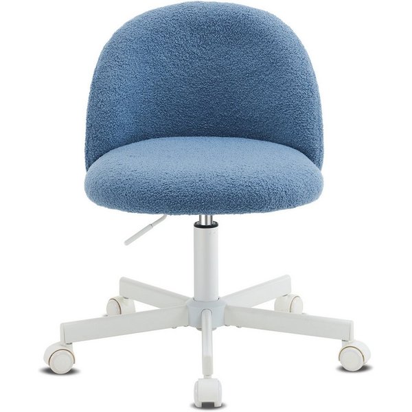 VINGLI Drehstuhl mit Rollen, Schminktisch Stuhl, Bürostuhl Höhenverstellbar, Schreibtischstuhl für Schlafzimmer, Homeoffice, Teddystoff
