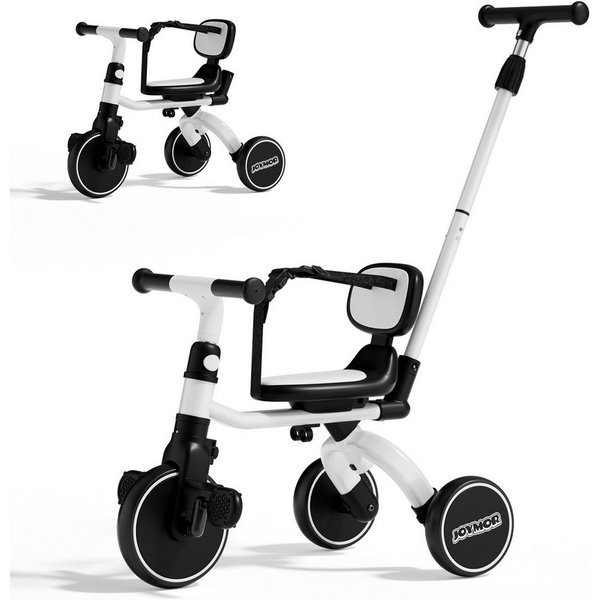 VINGLI Dreirad mit Schubstange, 5 in 1 Laufrad für Kinder, Kinderfahrrad, ab 1 Jahr bis 25kg, Baby-Dreirad Schwarz/Rosa
