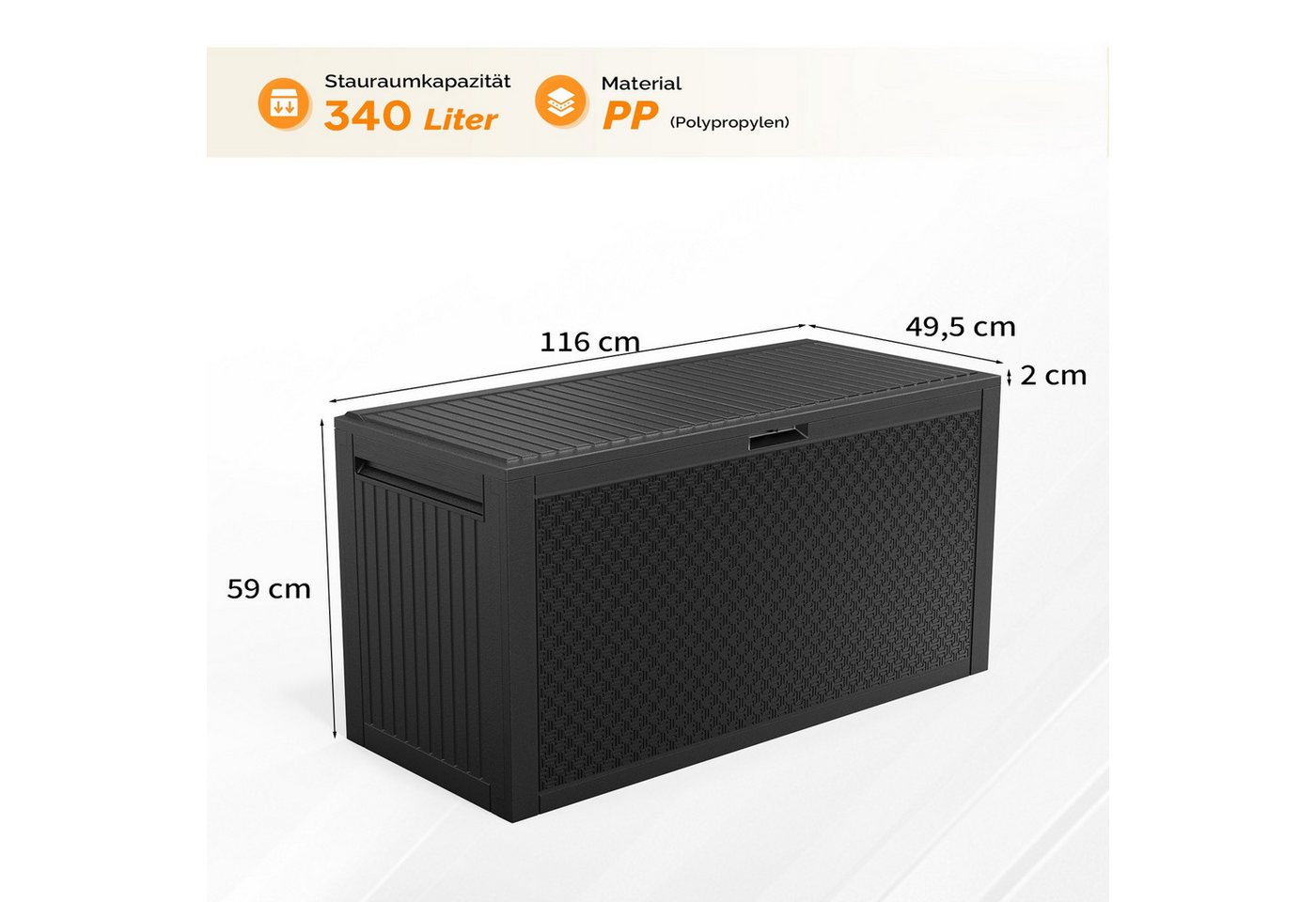 VINGLI Gartenbox Aufbewarungsbox mit/ohne Rädern, Wasserdicht – Bild 2 von 5