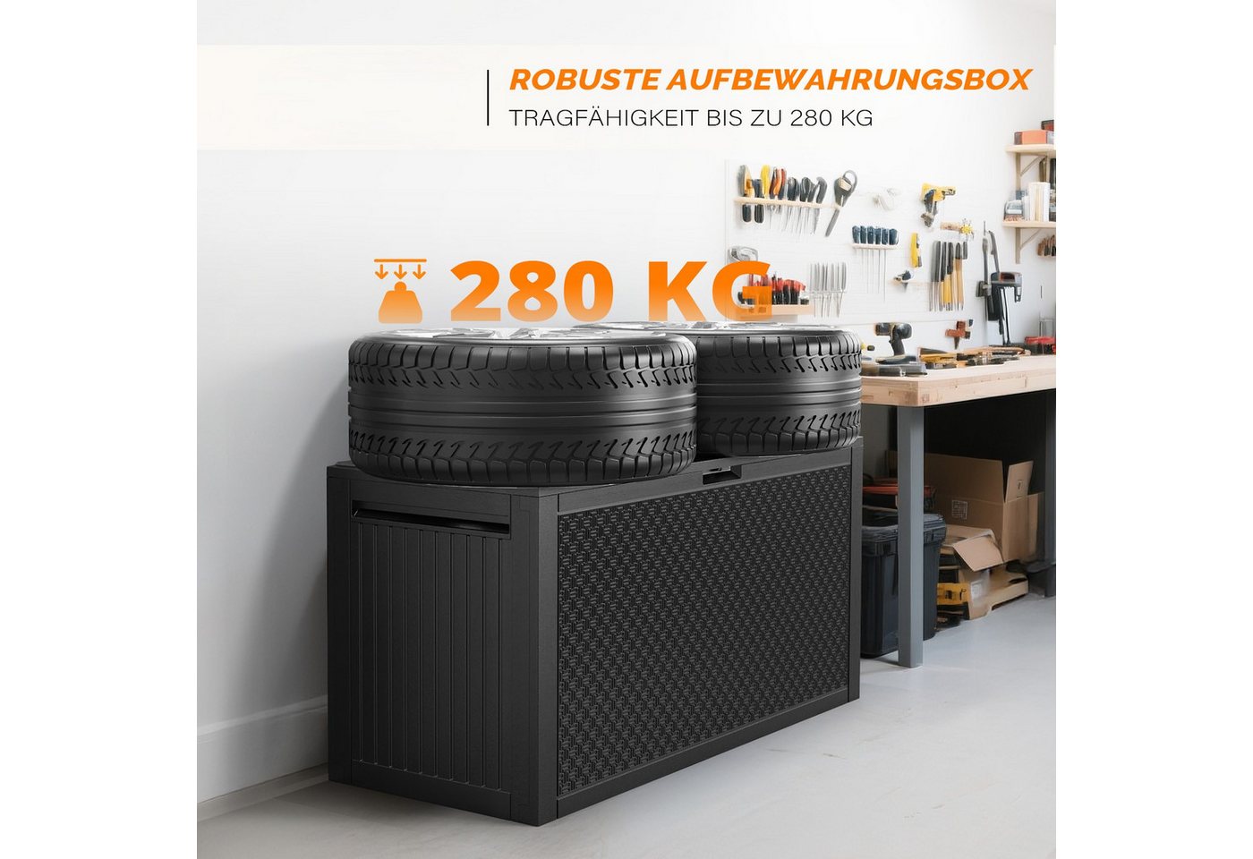 VINGLI Gartenbox Aufbewarungsbox mit/ohne Rädern, Wasserdicht – Bild 3 von 5