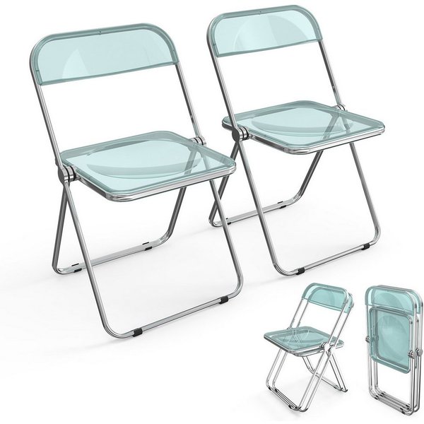 VINGLI Klappstuhl 2er/4er/6er/8er/10/12er Set, Klappstühle aus Metall & Kunststoff (2 St), für Innen- & Außenbereich, bis 159KG, Schwarz/Weiß/Transparent