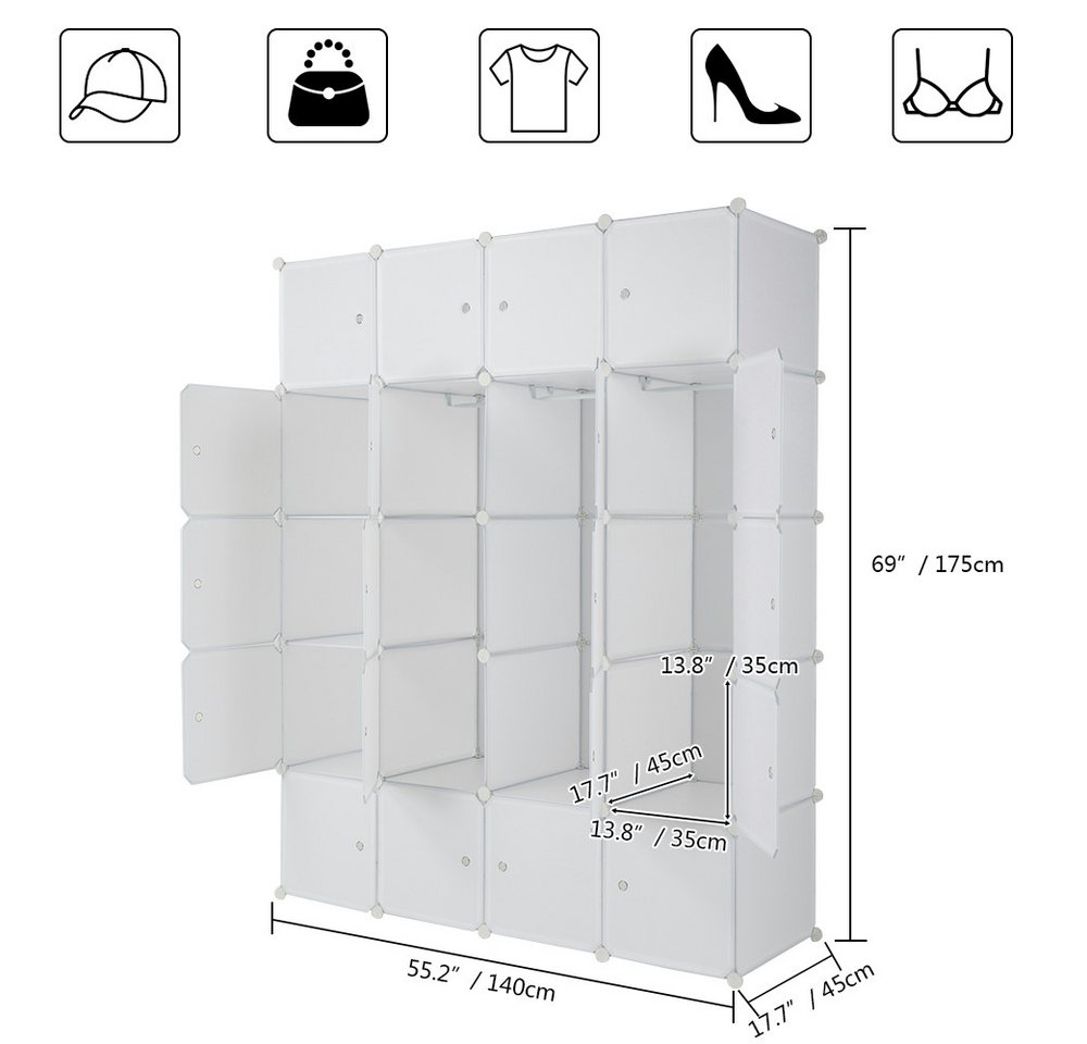 VINGLI Kleiderschrank DIY Regalsystem Steck Regal – Bild 2 von 5