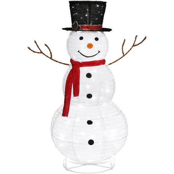VINGLI LED Dekofigur Beleuchteter Schneemann, Weihnachtsdekoration Innen & Außen, 90 LED fest integriert, Kaltweiß, Schneemann, Höhe ca. 120 cm