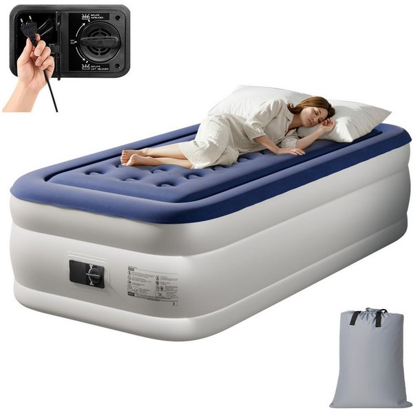 VINGLI Luftmatratze faltbare Campingmatratze mit Elektrischer Pumpe, Velours-Oberfläche, Luftbett Einzel/Doppel für Outdoor & Gäste, 204 kg/362 kg Tragkraft