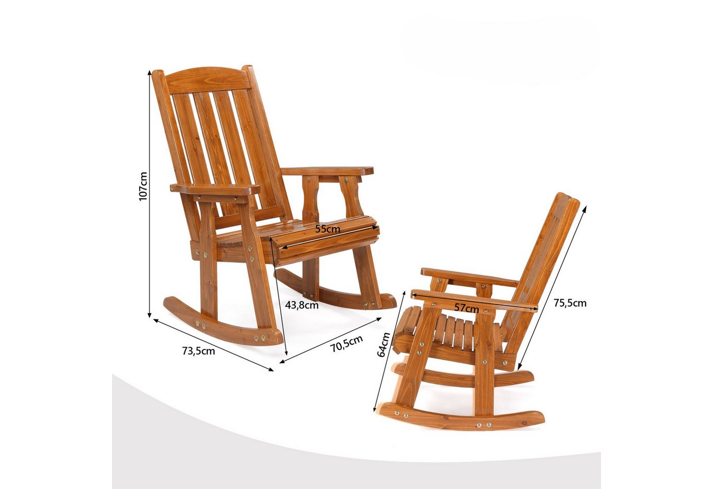 VINGLI Schaukelstuhl Holz, Schaukelstuhl Outdoor, Wetterfest – Bild 2 von 5