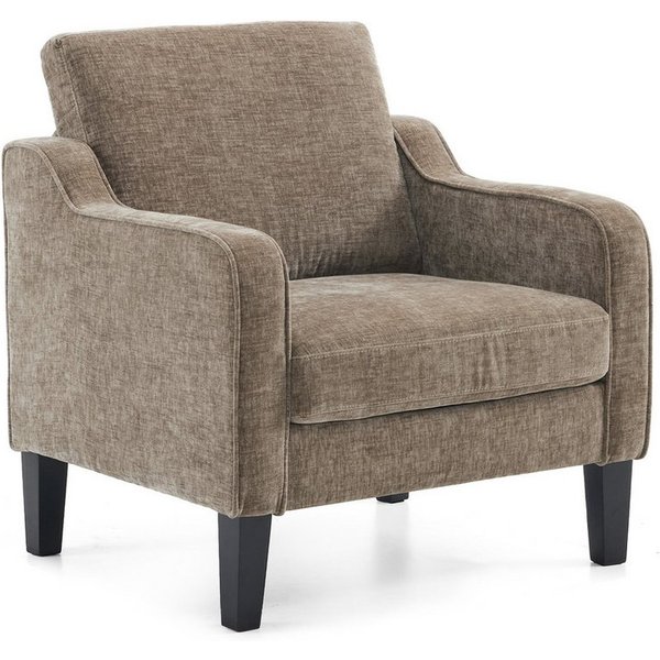 VINGLI Sessel Chenille, Einzelsessel mit Holzbeinen, Polstersessel 76x78 x84cm, Lesesessel mit Armlehnen für Wohnzimmer, Schlafzimmer & Büro