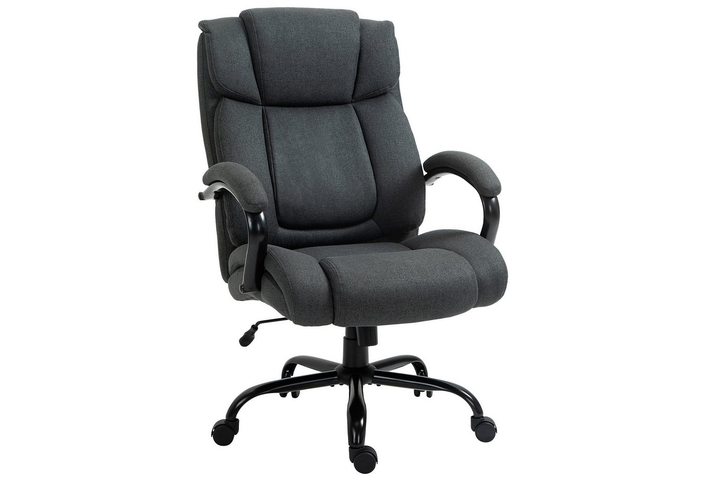 Vinsetto Bürostuhl Chefsessel, Gepolsterter Schreibtischstuhl, breit Sitz (Höhenverstellbarer Drehstuhl, 1 St), mit Wippfunktion, Leinenoptik, bis 220 kg belast – Bild 2 von 5