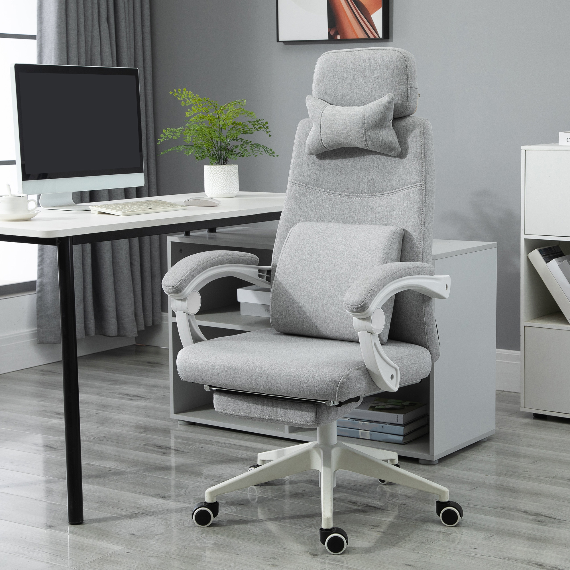 Vinsetto Bürostuhl, Gamingstuhl, Stuhl mit Rollen, ergonomisch, Polyester, Schaumstoff, Mehrschichtenplatte, 62 x 68 x 117-127 cm Aosom – Bild 2 von 2