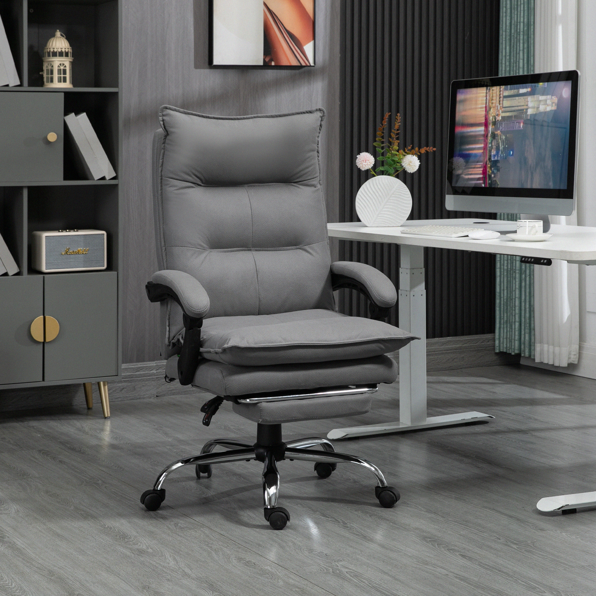 Vinsetto Bürostuhl mit Massagefunktion, höhenverstellbarer Schreibtischstuhl, ergonomischer PC Stuhl in Dunkelgrau für Komfort im Büro Aosom.de – Bild 2 von 2