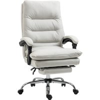 Vinsetto Bürostuhl mit Massagefunktion, mit 135° neigbaren Rückenlehne, höhenverstellbar, Belastung 120 kg Kunstleder 65x72x109-117cm Cremeweiß Aosom