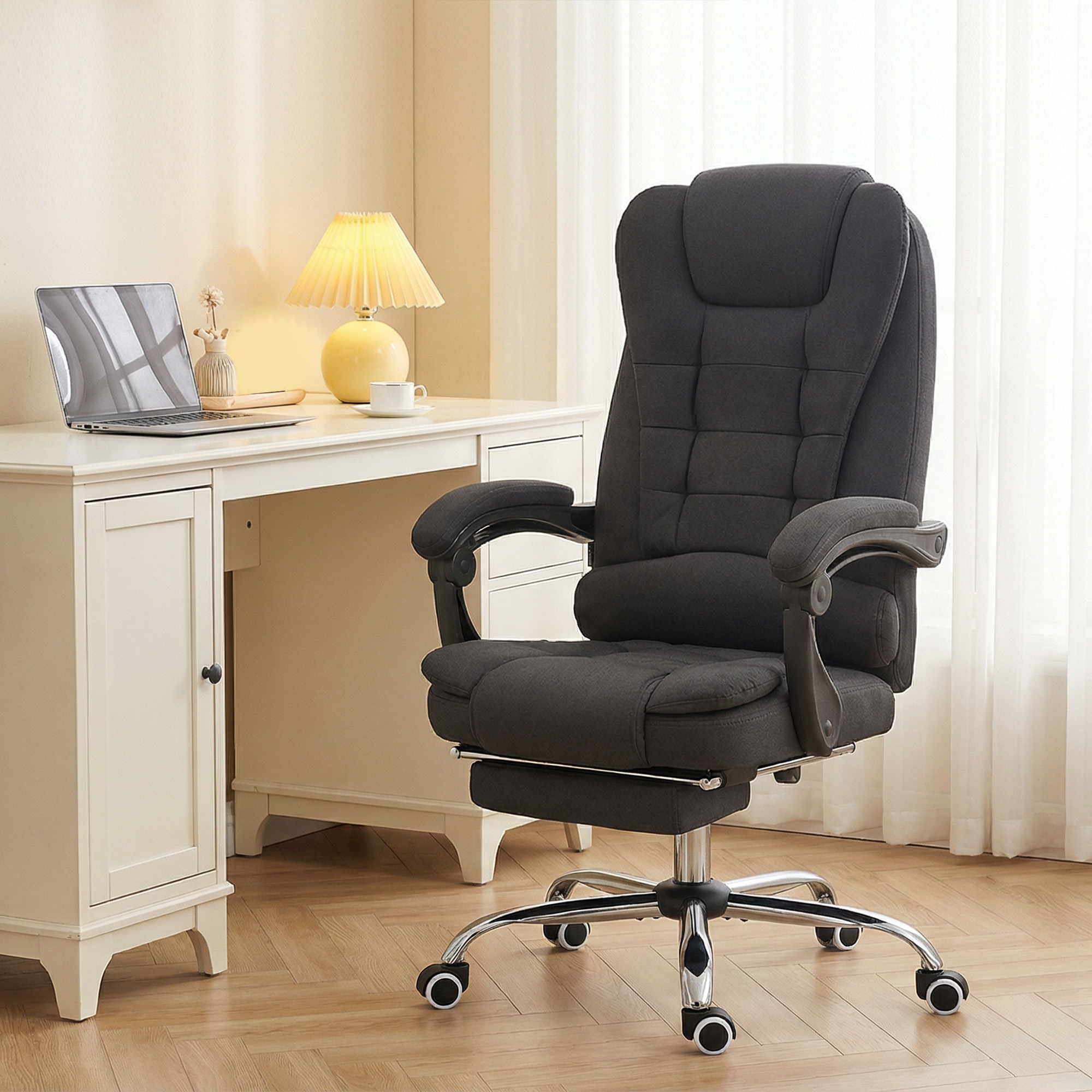 Vinsetto Bürostuhl mit Massagefunktion, Ergonomisch Schreibtischstuhl mit Liege- & Wärmefunktion, Höhenverstellbar Computerstuhl mit Fußstütze, Seitentasche und – Bild 2 von 2