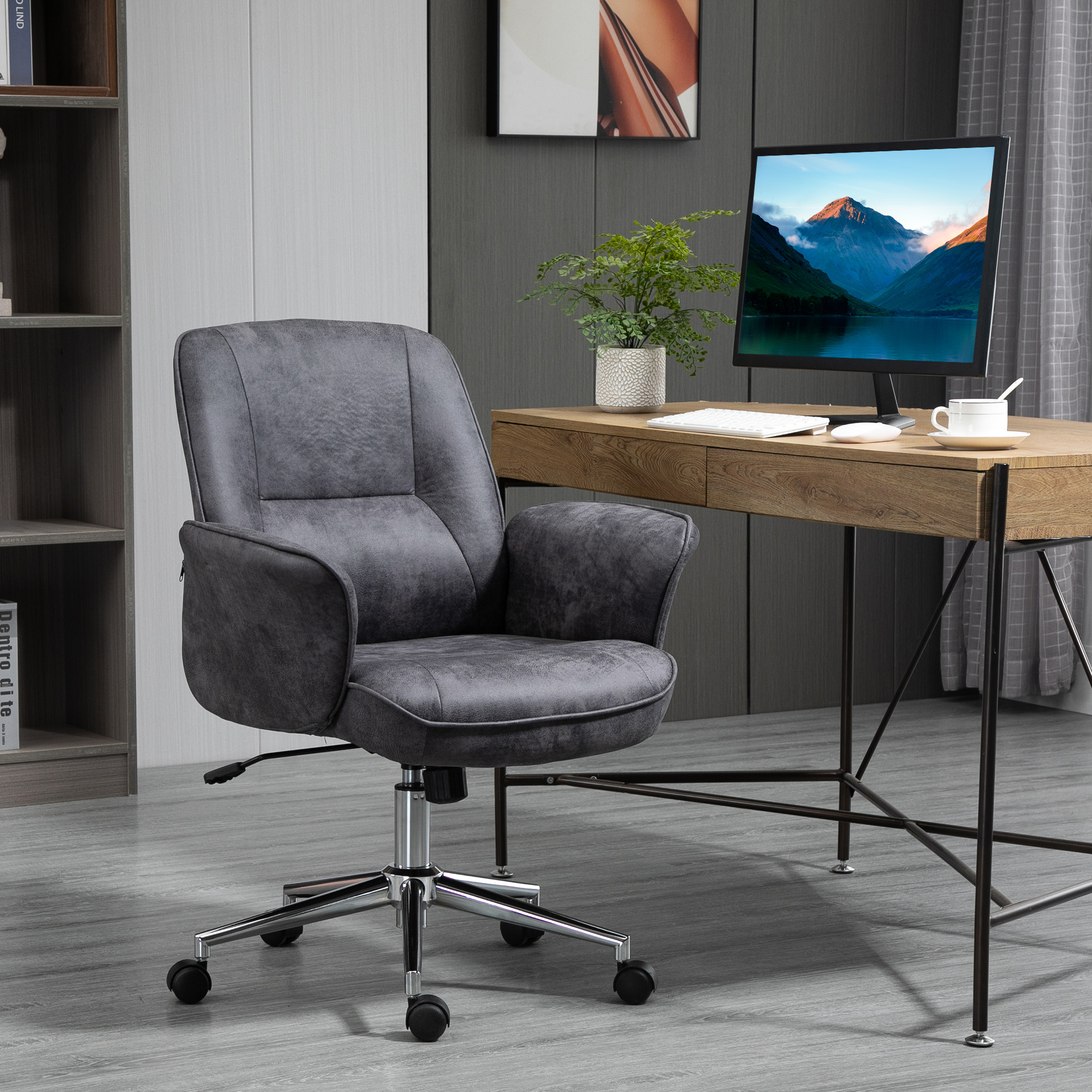 Vinsetto Bürostuhl XXL, ergonomischer Schreibtischstuhl mit Wippenfunktion, höhenverstellbar, bis 120kg belastbar, Grau Aosom – Bild 2 von 2