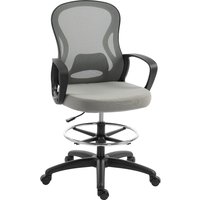 Vinsetto ergonomischer Bürostuhl, Bürostuhl mit Fußstütze und Armlehnen, Mesh-Zeichenstuhl, höhenverstellbar, Lendenstütze, 360° drehbar, für Studio, grau Aosom
