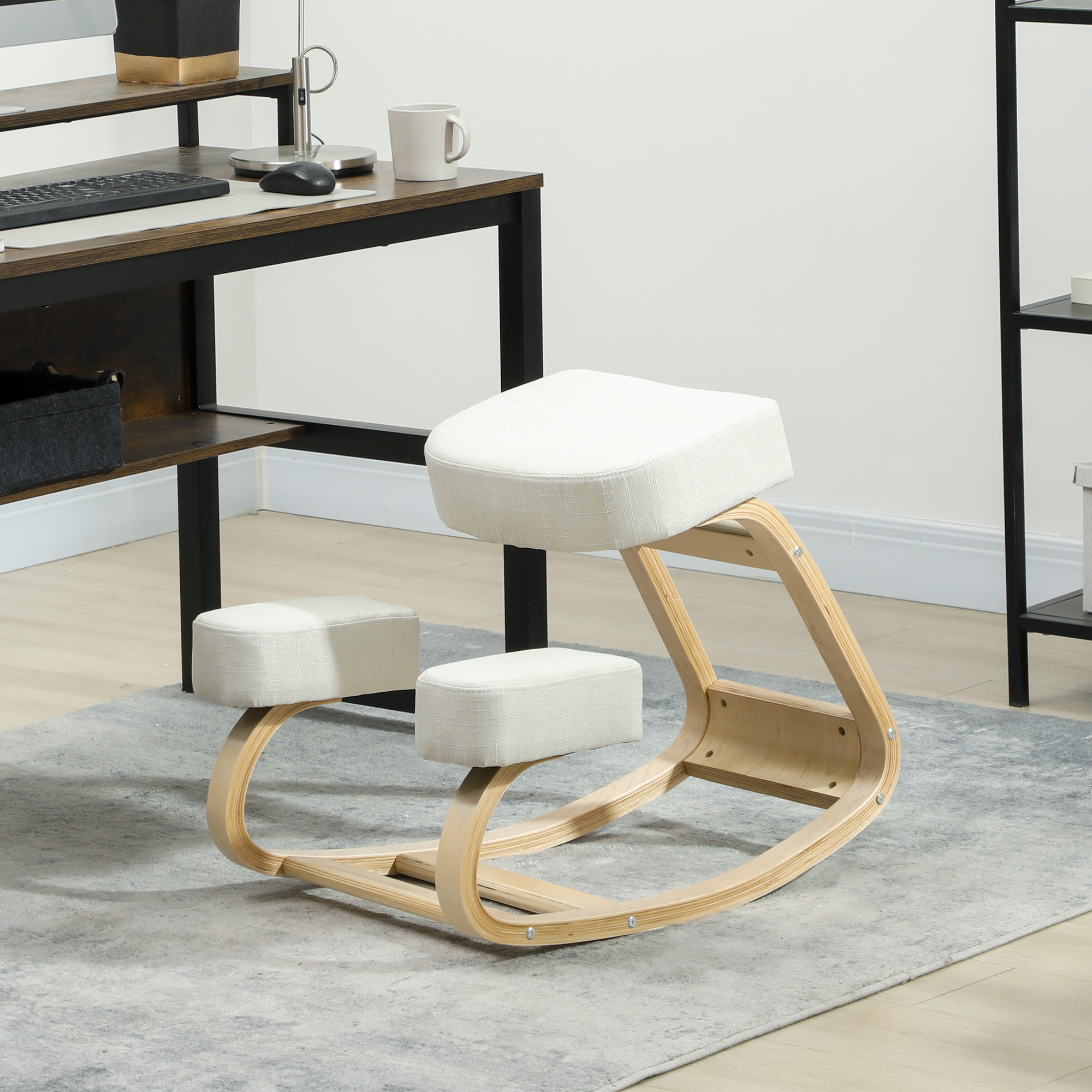Vinsetto Ergonomischer Kniestuhl, Kniehocker Gesundheitsstuhl für Zuhause, Büro, Meditation, zur Verbesserung der Rückenschmerzen Nackenschmerzen Lindern & Körp – Bild 2 von 2