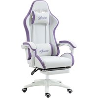 Vinsetto Gaming-Stuhl ergonomischer Gaming-Sessel mit teleskopischem Fußstützen, bis zu 135° neigbare Rückenlehne, verstellbare Kopfstütze und Lendenwirbelstütz