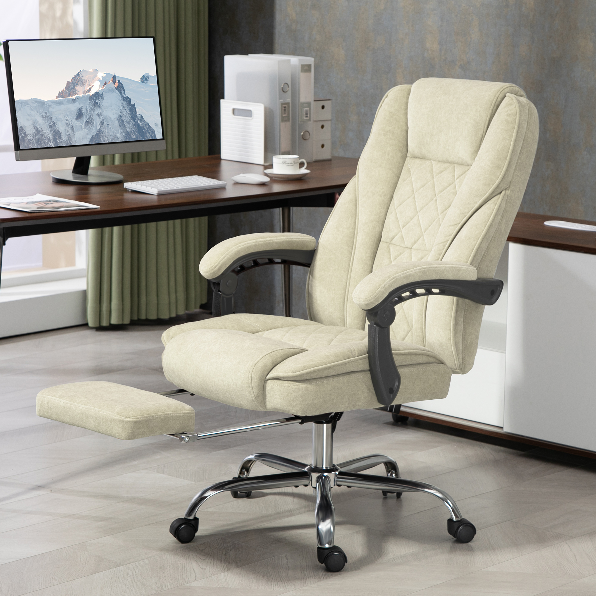 Vinsetto Massagesessel mit Heizung, ergonomischer Bürostuhl mit höhenverstellbarer Rückenlehne, kabelgebundener Fernbedienung, ausziehbare Fußstütze und 360° Sc – Bild 2 von 2