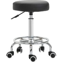 Vinsetto Rollhocker, Höhenverstellbarer Arbeitshocker mit Fußring, Drehbarer Salon Hocker, Drehhocker mit Rädern, Schwarz, Ø42 x 50-64 cm Aosom