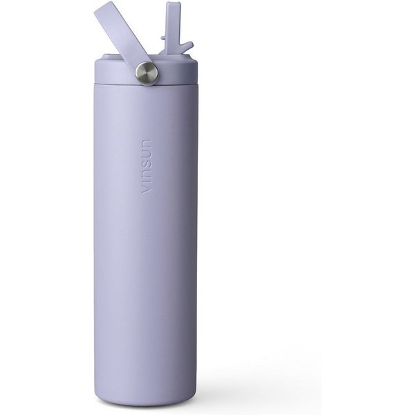 Vinsun Isolierflasche Thermoflasche 750ml mit Strohhalm - Sport Trinkflasche mit Tragegriff, Auslaufsicher, doppelwandig isoliert, geruchs- und geschmacksneutra