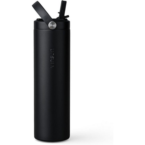 Vinsun Isolierflasche Thermoflasche 750ml mit Strohhalm - Sport Trinkflasche mit Tragegriff, Auslaufsicher, doppelwandig isoliert, geruchs- und geschmacksneutra