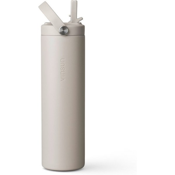Vinsun Isolierflasche Thermoflasche 750ml mit Strohhalm - Sport Trinkflasche mit Tragegriff, Auslaufsicher, doppelwandig isoliert, geruchs- und geschmacksneutra