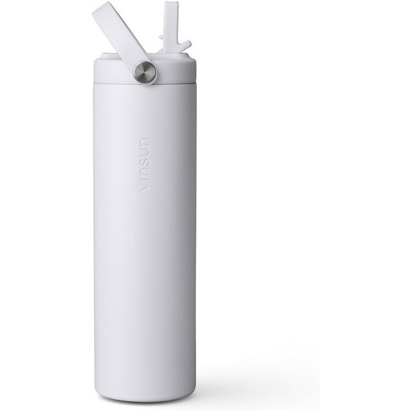Vinsun Isolierflasche Thermoflasche 750ml mit Strohhalm - Sport Trinkflasche mit Tragegriff, Auslaufsicher, doppelwandig isoliert, geruchs- und geschmacksneutra