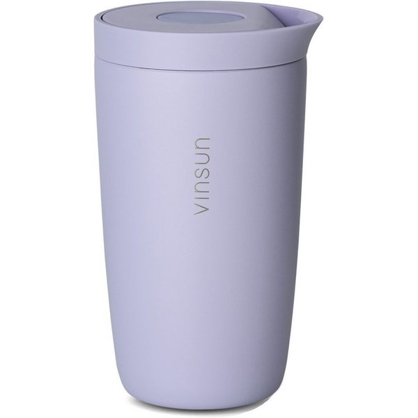 Vinsun Thermobecher Edelstahl Isolierbecher 350ml - Kaffeebecher to Go auslaufsicher, 2-tlg., Edelstahl, Doppelwandig, BPA frei, bruchfest, Einhandbedienung per