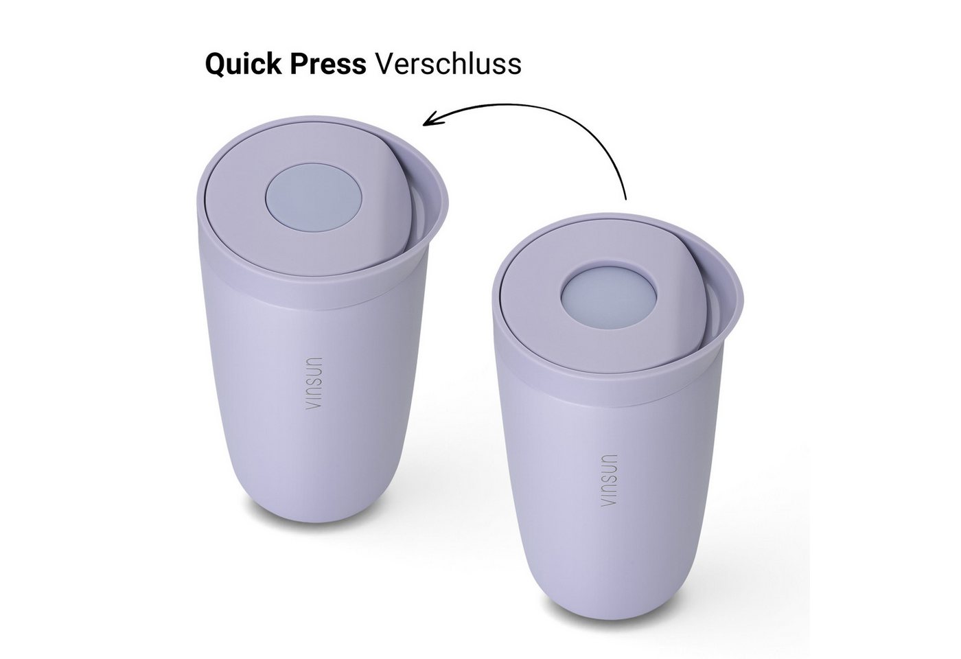 Vinsun Thermobecher Edelstahl Isolierbecher 350ml - Kaffeebecher to Go auslaufsicher, 2-tlg., Edelstahl, Doppelwandig, BPA frei, bruchfest, Einhandbedienung per – Bild 3 von 5