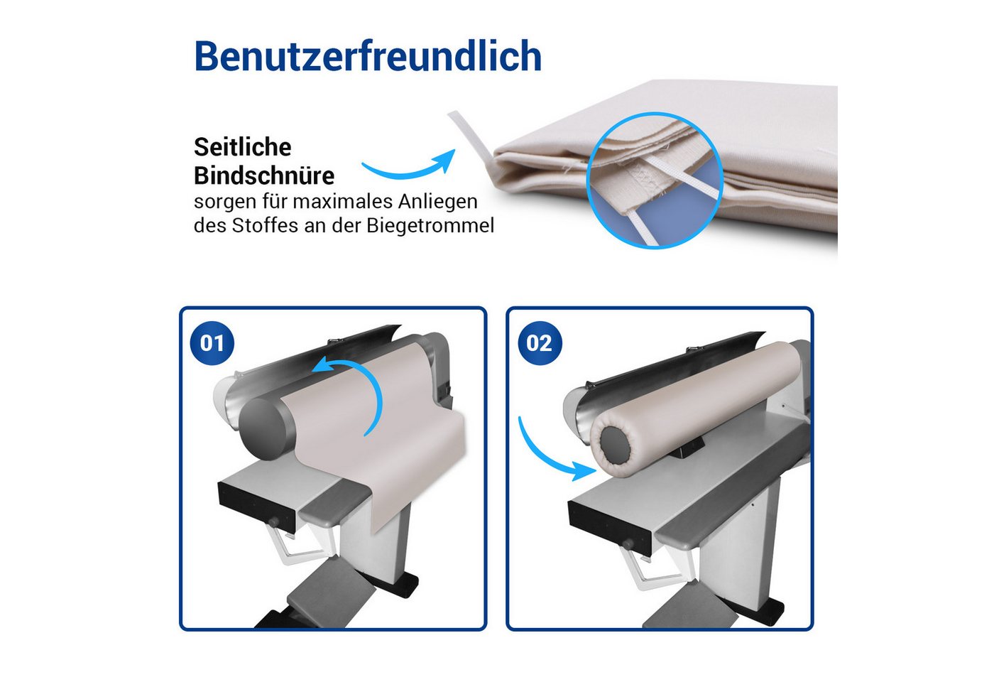 VIOKS Bügeltuch Mangeltuch universal, Zubehör für Bügelautomaten, mit 65 cm/85 cm Walzenbreite – Bild 4 von 5