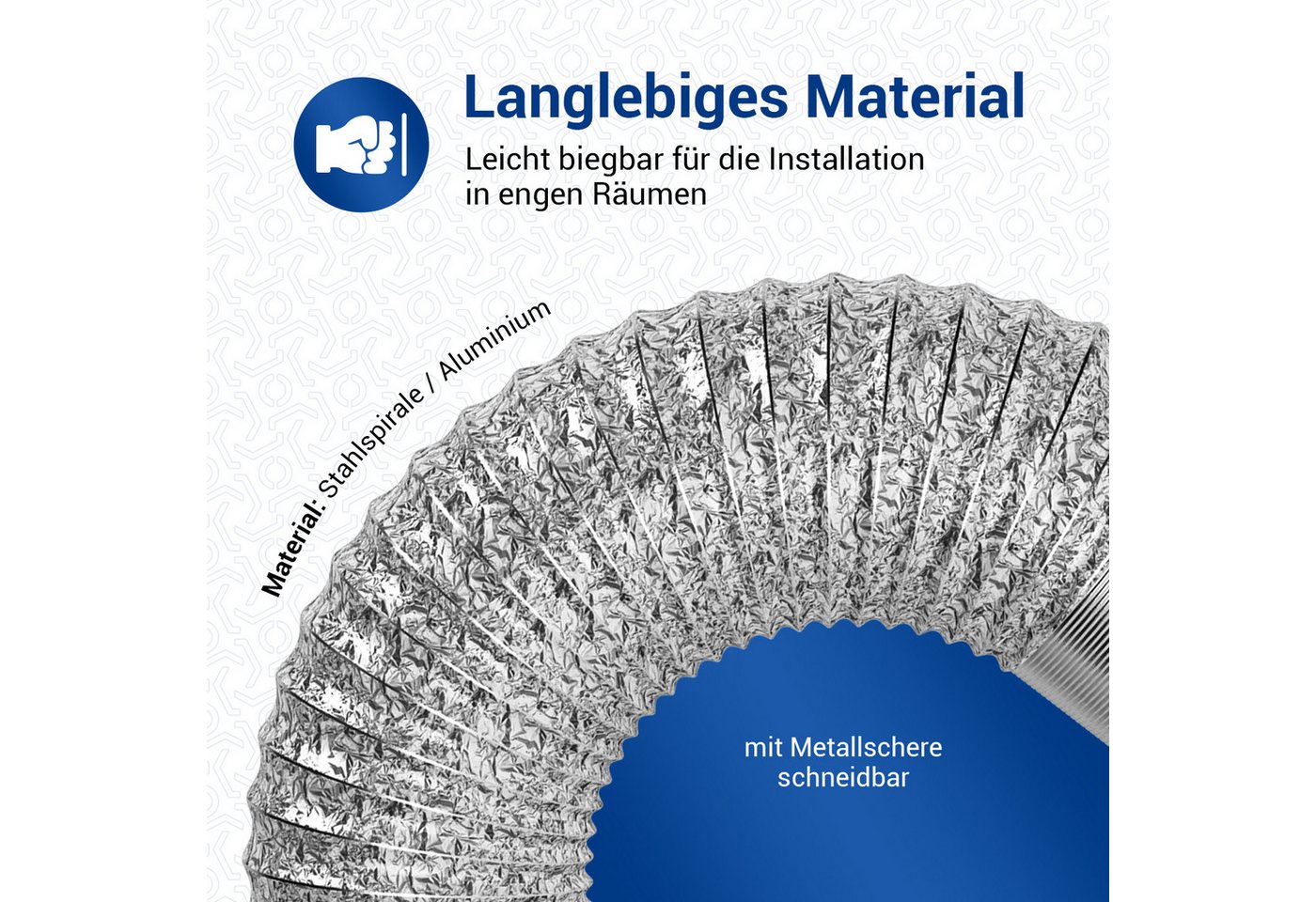 VIOKS Flexrohr Alu Abluftschlauch 100erR, 3 Meter universal für Lüftung Trockner Abzugshaube – Bild 3 von 5
