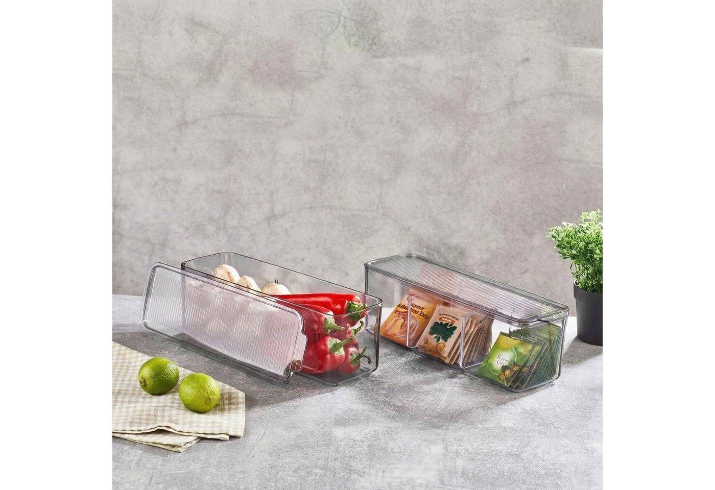 Vip Ahmet Küchenorganizer-Set Vorratsgläser, BPA-frei Kunststoff, 2er Set, 2x2,5L, (2 Stück Aufbewahrungsbehälter mit Trennfach, je 2,5 L), mit Feuchtigkeitskon – Bild 2 von 4