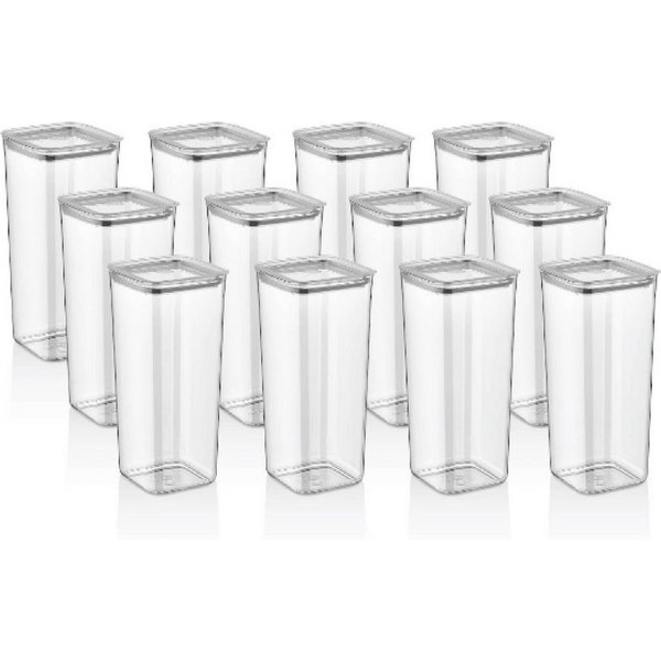 Vip Ahmet Vorratsdose Vorratsdosen mit Deckel, BPA-frei Kunststoff, 12-tlg, 12x2L, Kunststoff, (12-tlg., 12er-Set, 12x2L), mit Vakuumdeckel