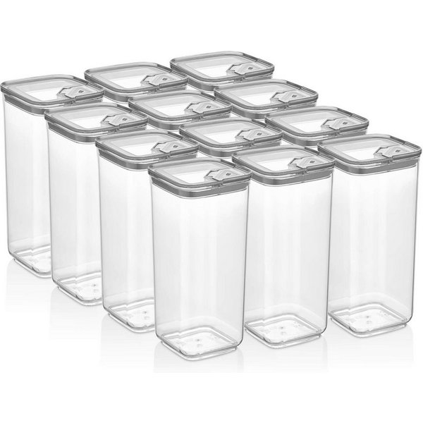 Vip Ahmet Vorratsdose Vorratsdosen mit Deckel, BPA-frei Kunststoff, 12-tlg, 12x1,7L, Kunststoff, (12-tlg., 12 tlg., 12x 1,7L), Vakuumdeckel mit Schiebeverschlus
