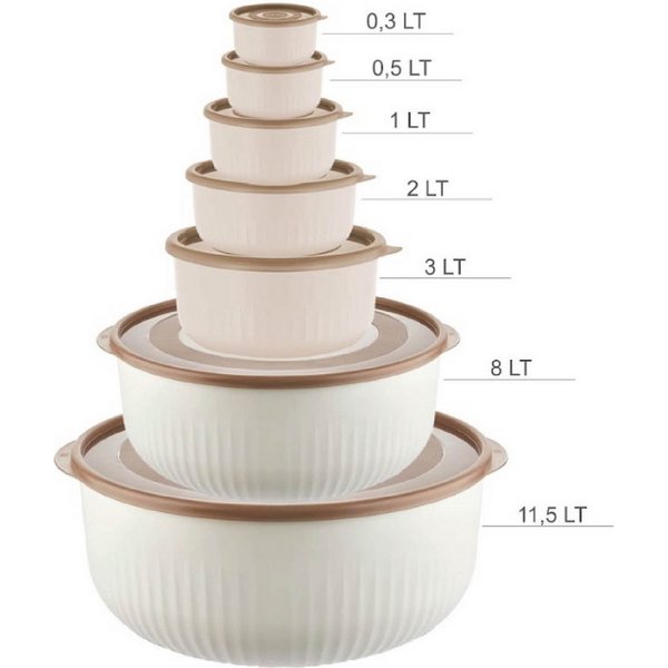 Vip Ahmet Vorratsdose Vorratsdosen rund mit Deckel, (7er Set, 0,3L - 11,5L), BPA-frei
