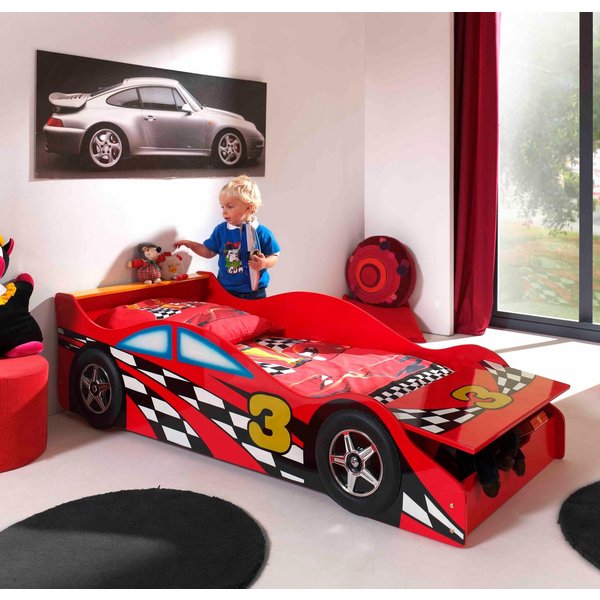 Vipack Autobett Racer, inkl. Stauraum vorne, mit Lattenrost, MDF lackiert (B/H/T ca. 175x48x78cm, seitliche Räder sind geststehend), ein Highlight im Kinderzimm